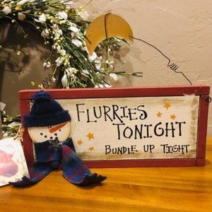 Wood sign Christmas snowman farmhouse primitive country rustic winter co…